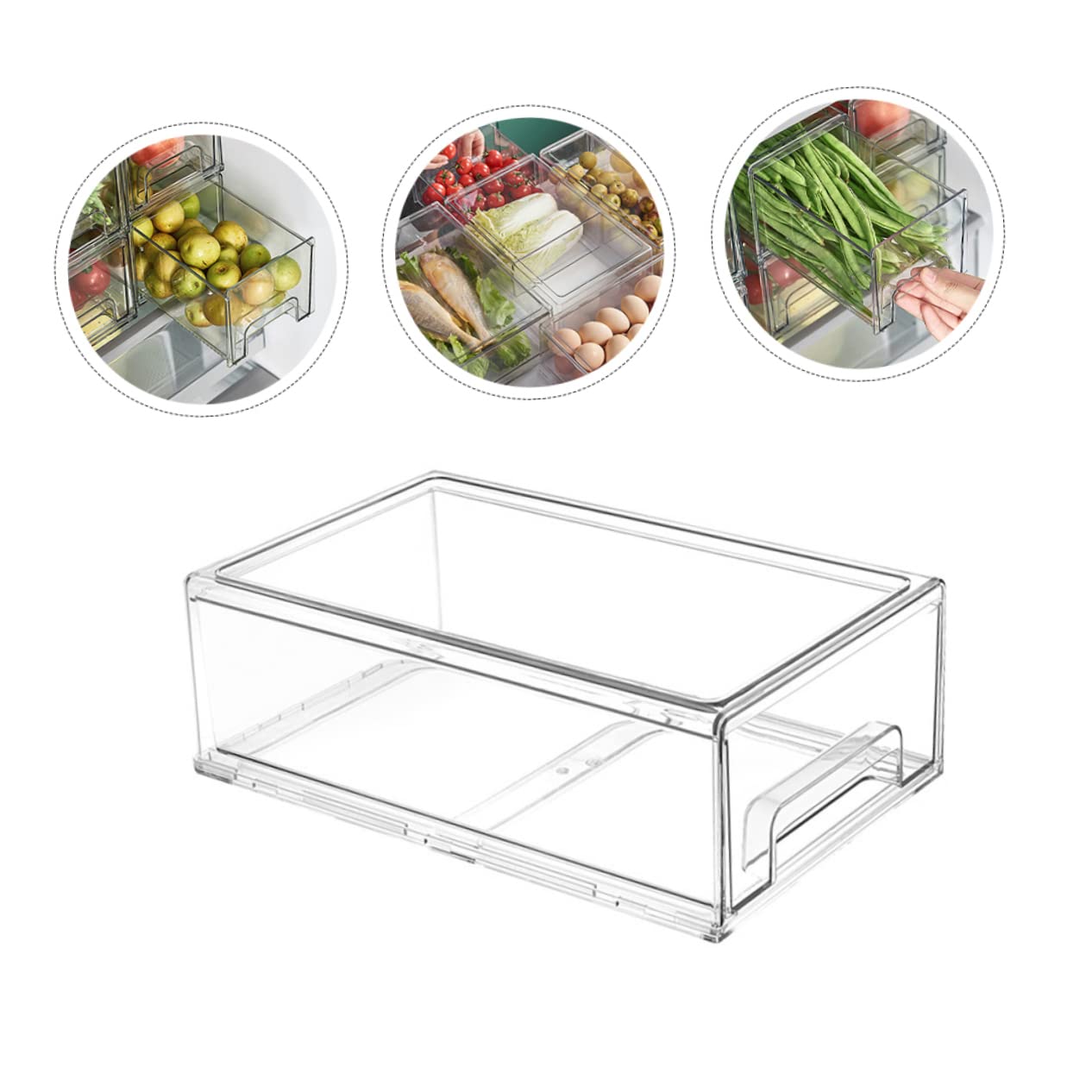 Caja Organizadora De Frigorífico Extraíble y Transparente Contenedor De Almacenamiento Cocinas y Congeladores Gran Capacidad y
