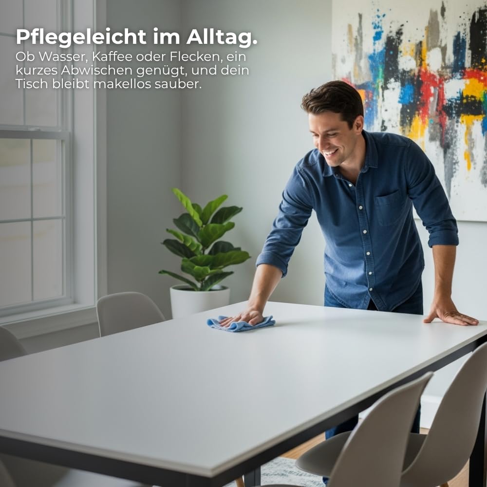 AUPROTEC Tischplatte 28 mm | 180x100 cm 6 Personen | extra stabil & dick für Esstisch/Wohnzimmer | wasserabweisend & Kratzfest | Anthrazit | 2 mm ABS-Kante