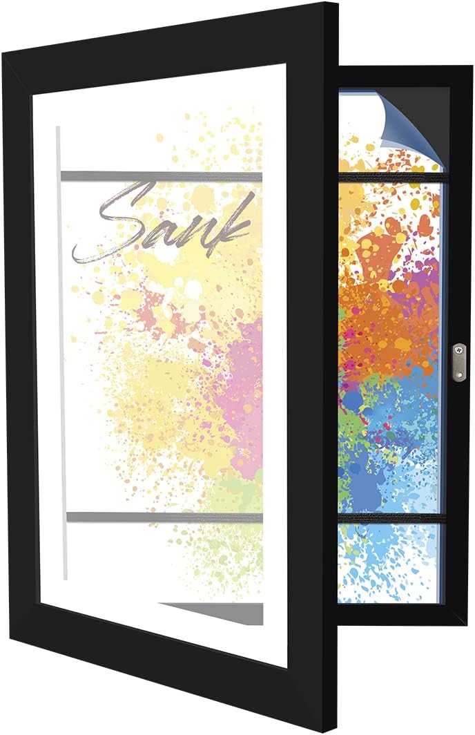 SankKid Art Frame Project – Front Opening and Changeable Picture Display for DIN. A4 Art-Work, Storage Frames, Crafts, Drawing, Hanging Art, 8.3x11.8 (Black, 1 Pack)