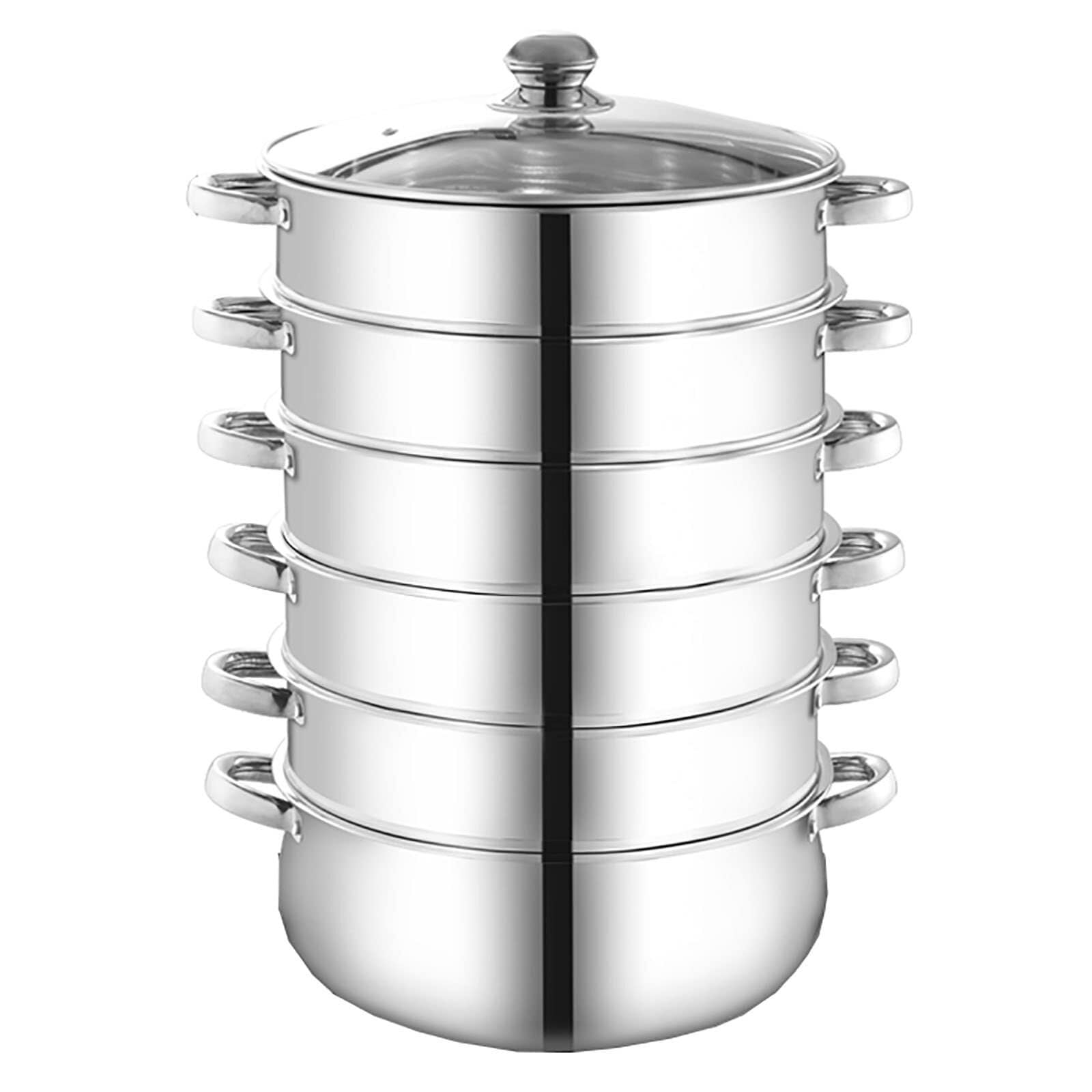 GTHTUHFD 430 Stainless Steel Steamer Pot With Visual Lid, Thickened Composite Bottom, Multi-Size Soup And Hot Pot Cooker,40Cm,40Cm (Size_Name 32Cm),size_name-32Cm