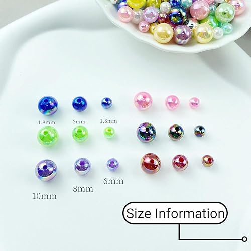 Miniatura 4 de Jmassyang 200 cuentas de perlas brillantes de 0.394 pulgadas (0.394 in), color AB, redondas, de plástico, acrílico, espaciador, manualidades,