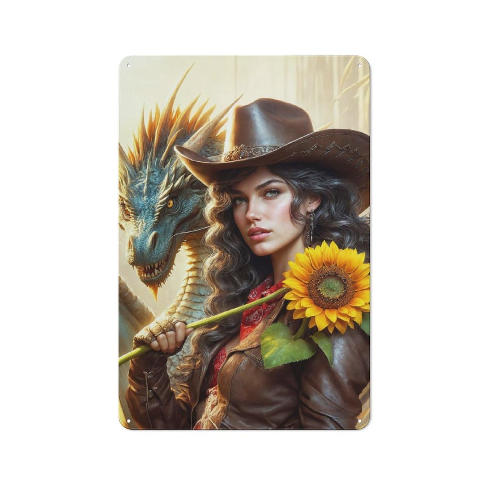 Junmoney Dragons Dawn Rustic Metal Plaque 30X20cm For Guest Room Or Hallway, For Home Interiors, Feature Walls And Decorative Displays