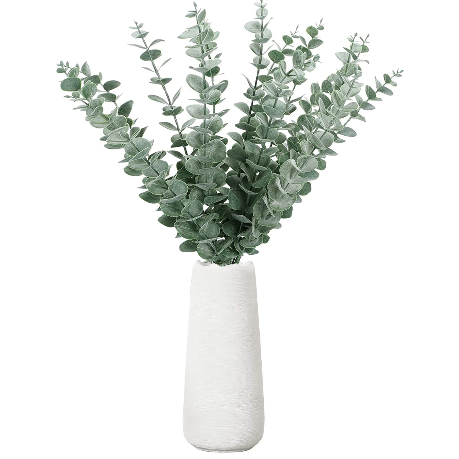 20 Pcs Artificial Eucalyptus Stems Leaves Real Touch Faux Eucalyptus Wedding Bouquet Artificial Flowers Greenery for Flower Arrangement, Home Wedding Party Decoration.