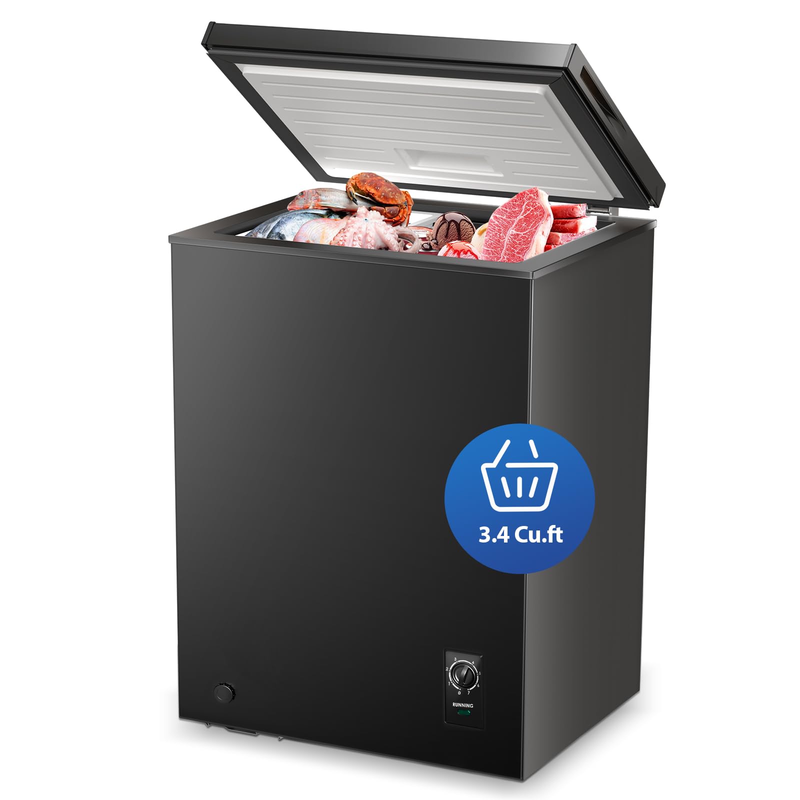 Kismile D68100-BLACK 3.4 cu ft Chest Freezer Black