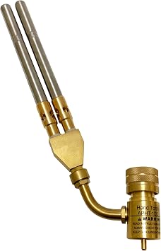 Appli Parts APHT-1D2 Double Burner Hand Torch for Soldering Brazing with Map or Propane Fuel Swivel Tip for uses in Plumbing Refrigeration air Conditioning and More