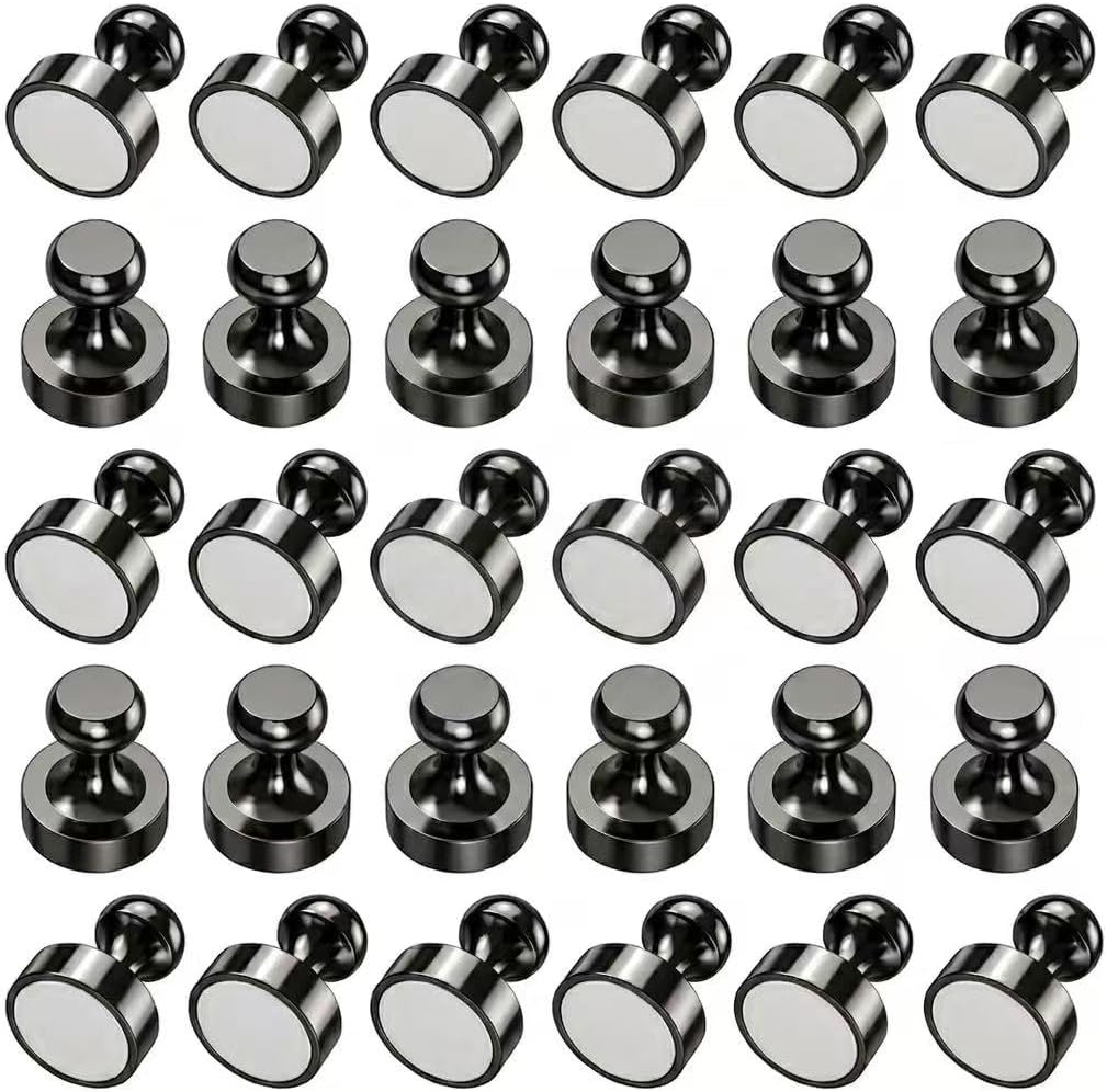 30Pcs Fridge Magnets, Refrigerator Magnets for Whiteboard, Black