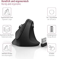 Mouse ergonomic vertical Hama, wireless, pentru dreptaci, max. 1800 DPI - negru 6