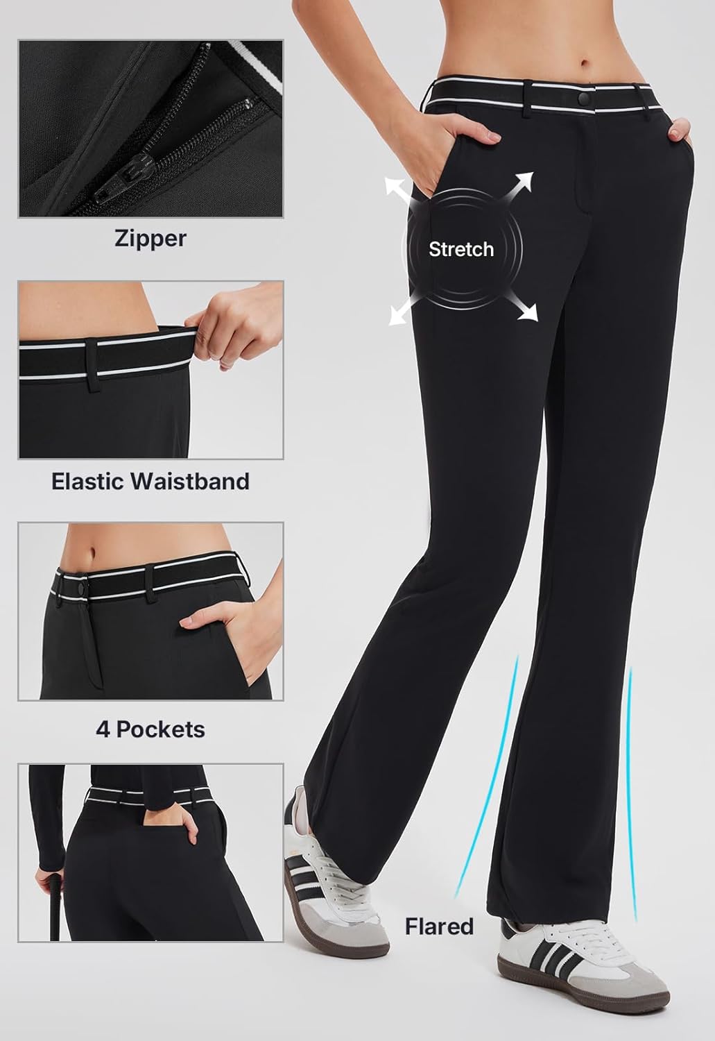 AFZ Women Golf Outfits Color Block Polo Top and Elastic Waisted Golf Pants Business Travel Sweatpants with 4 Pockets - Image 4