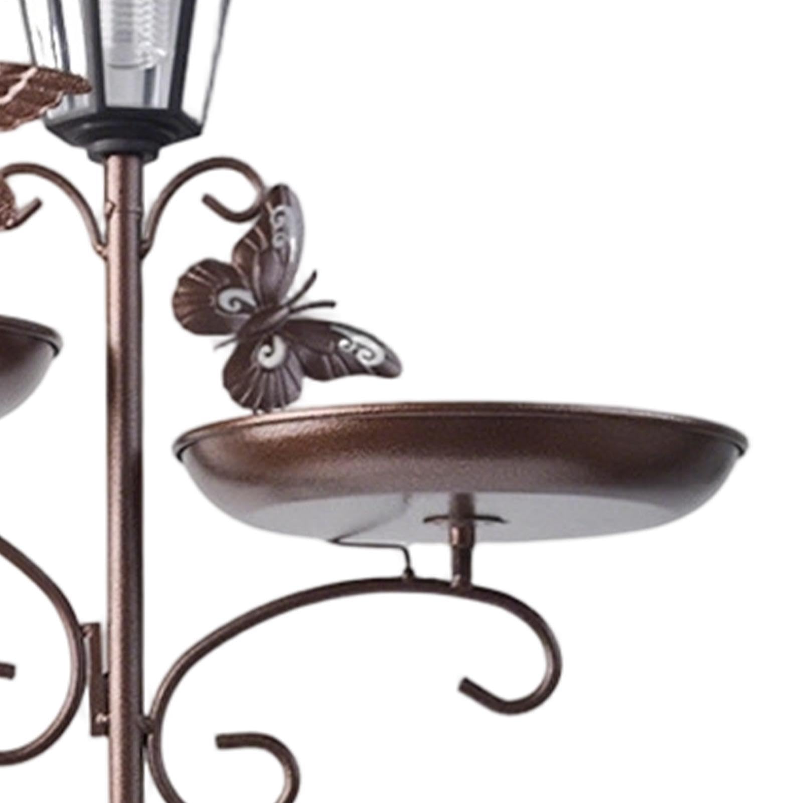 Vasca Per Uccelli Da Esterno Vassoio Abbeveratoio A Energia Solare Con Luce | Mangiatoia Multifunzione adatto a Giardino Balcone Patio Cortile Esterno Prato Terrazza