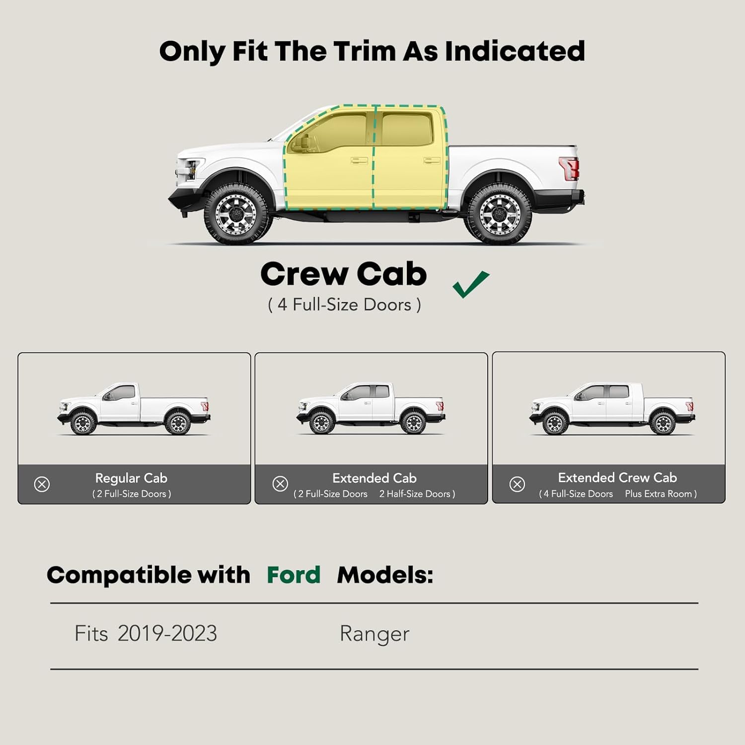 YHTAUTO 4.25 Inch Running Boards Fit Ford Ranger 2019-2026 Crew/Super Crew Cab, Side Steps Stainless Steel Step Bars Off-Road Exterior Accessories