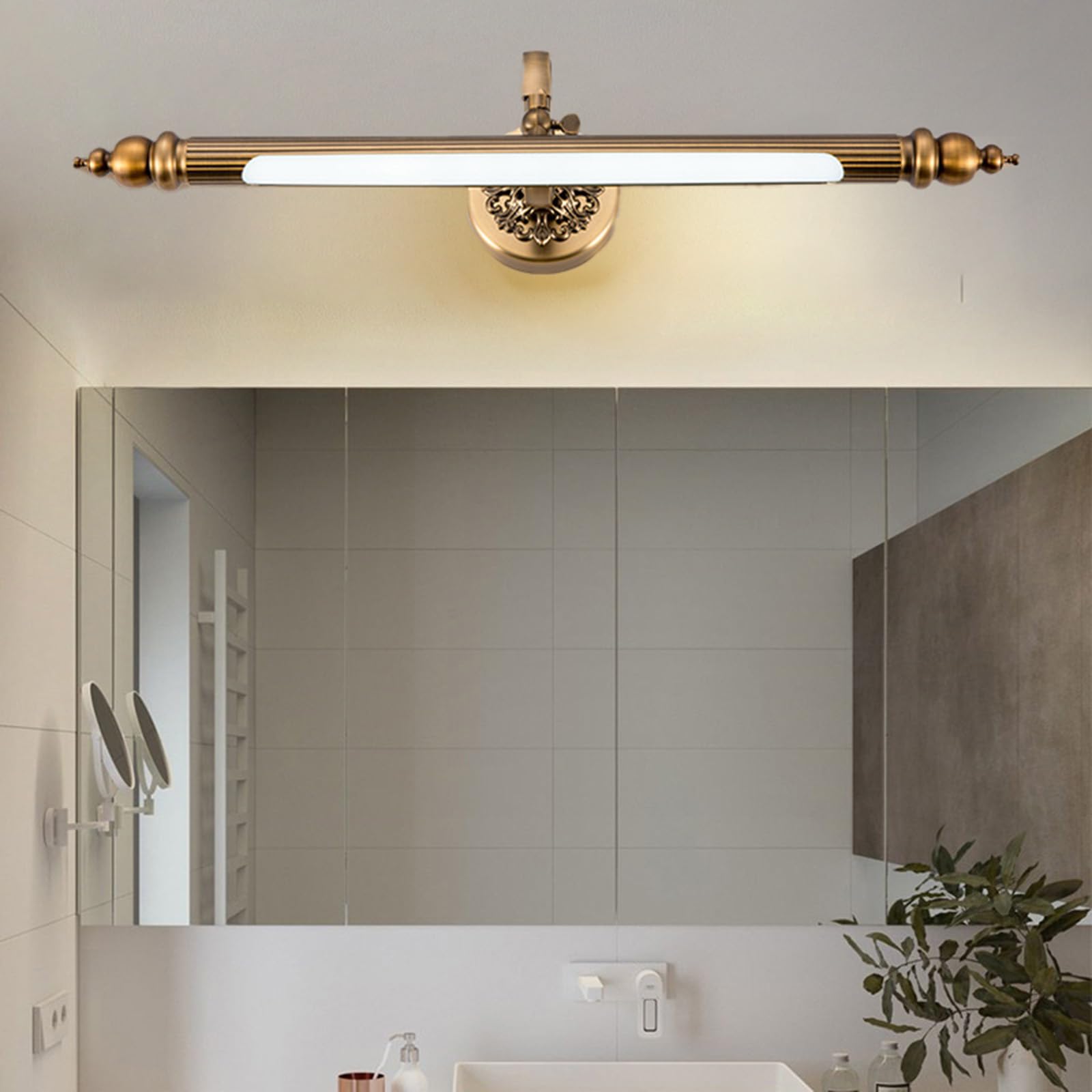 LED Baño Apliques de Pared Espejo IP44 Impermeable Lámparas de Pared 240° Ángulo Ajustable Iluminación Retro Interior Bronce abecera Sala de Estar 3000K/4500K/6500K (Luz Neutra,71cm)