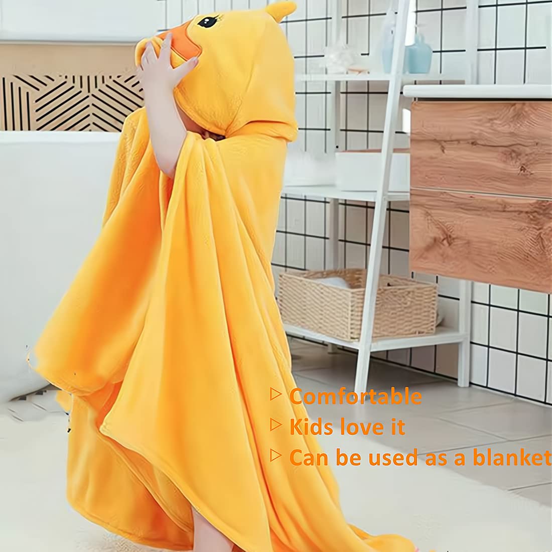 Toallas de bebé con capucha, toalla de baño suave para niños, regalos para niños y niñas (pato amarillo)