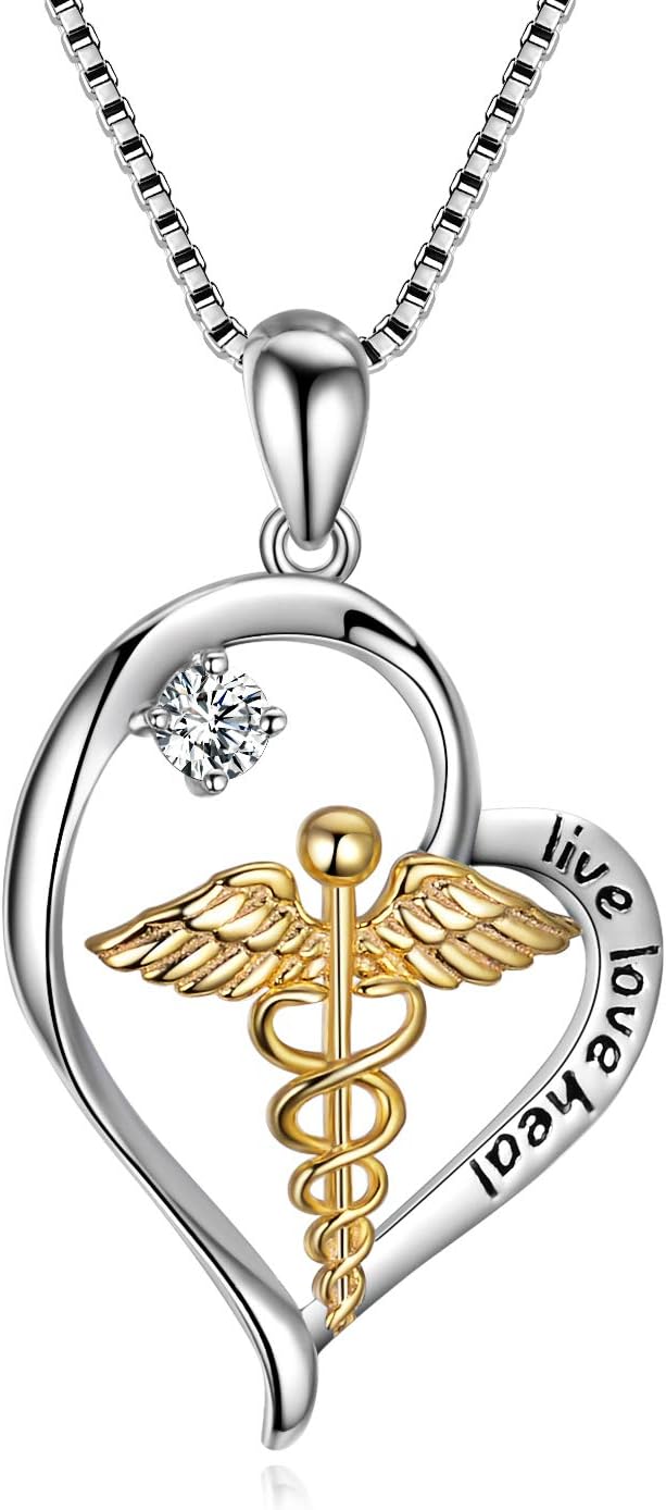 YFN 925 Sterling Silver Caduceus Angel Nursing Themed Pendant Necklace 18″ YFN 925 Sterling Silver Caduceus Angel Nursing Themed Pendant Necklace 18″