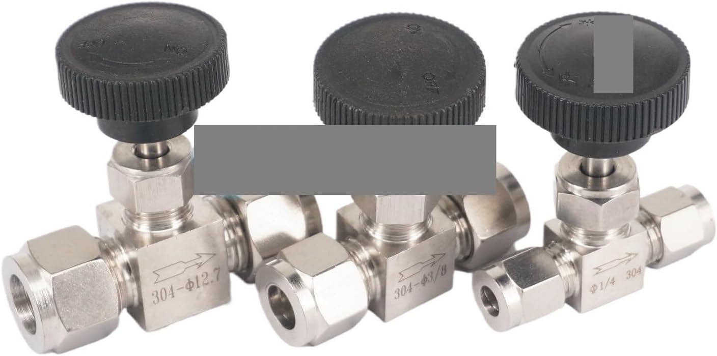 フィットチューブO/D 1/4インチ 304ステンレスシャットオフバルブフローコントロールニードルバルブ圧縮継手1個。