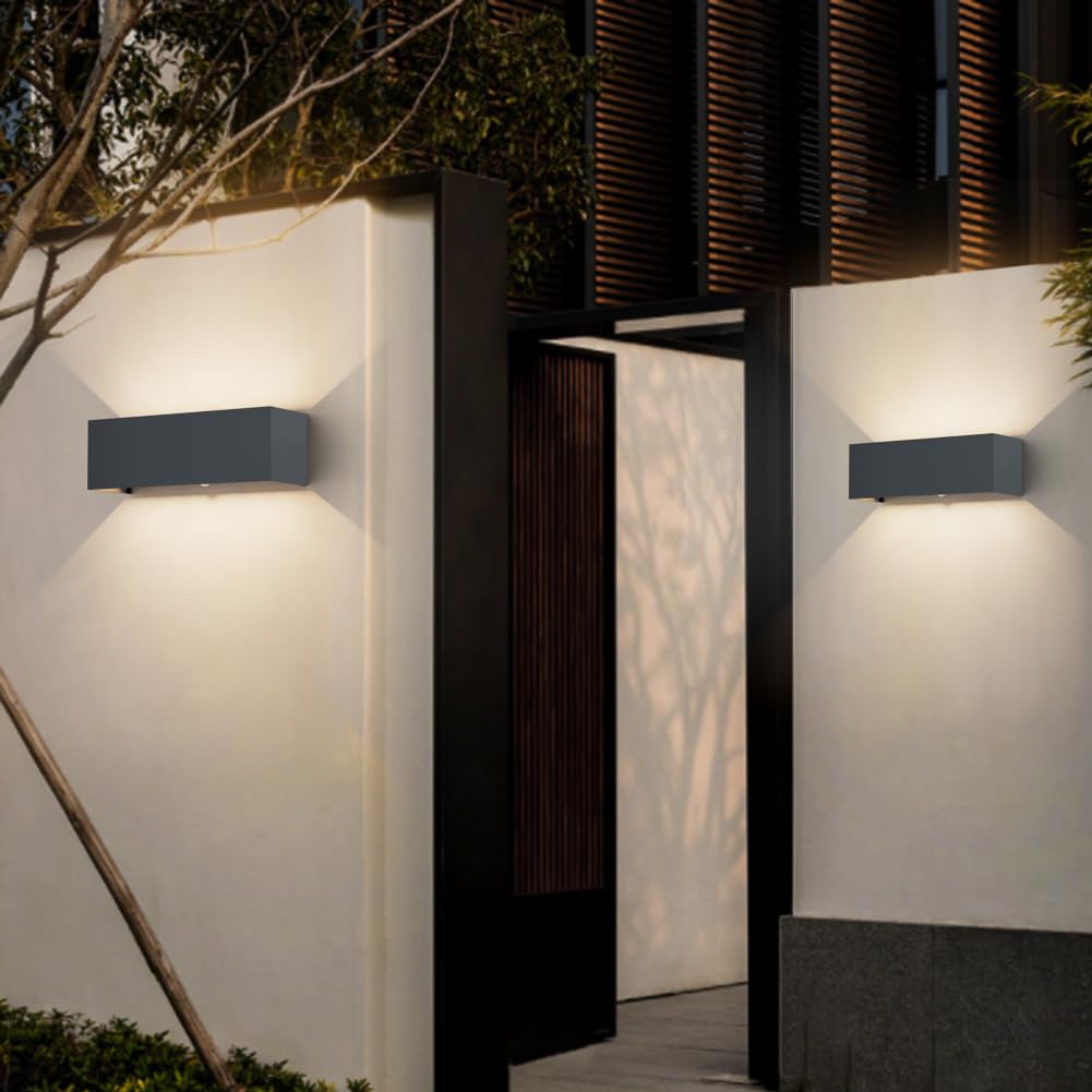 Klighten 30W Außenwandleuchte Außenlampe mit Bewegungsmelder,Aussenlampe mit bewegungsmelder Einstellbarer Lichtstrahl,LED Wandleuchte Up Down Außen/Innen für Garten,IP65,4000K,Anthrazit