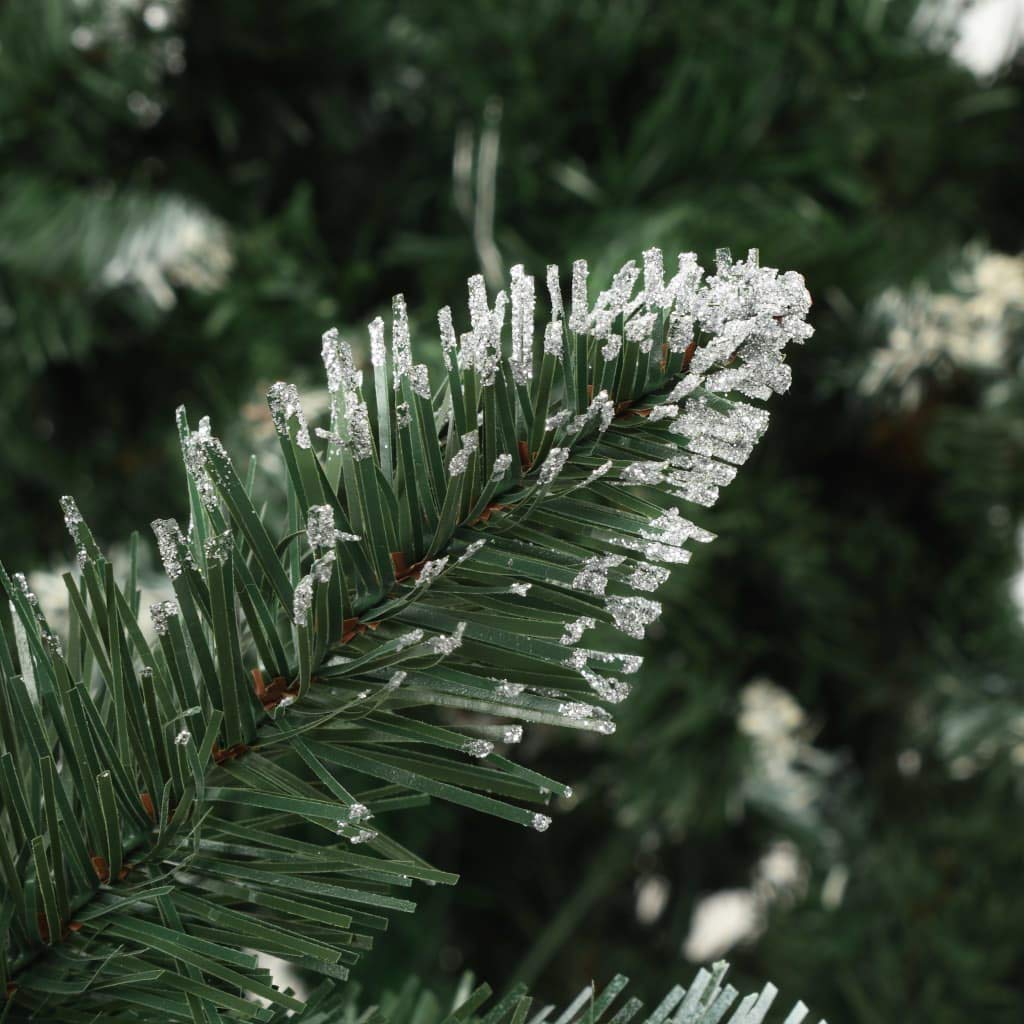 Sztuczna choinka sosna o wysokości 210 cm, biały brokat, 1060 gałązek, 36 szyszek sosnowych, materiał PCW, stabilny żelazny stojak, gęsta imitacja choinki do salonu, na balkon