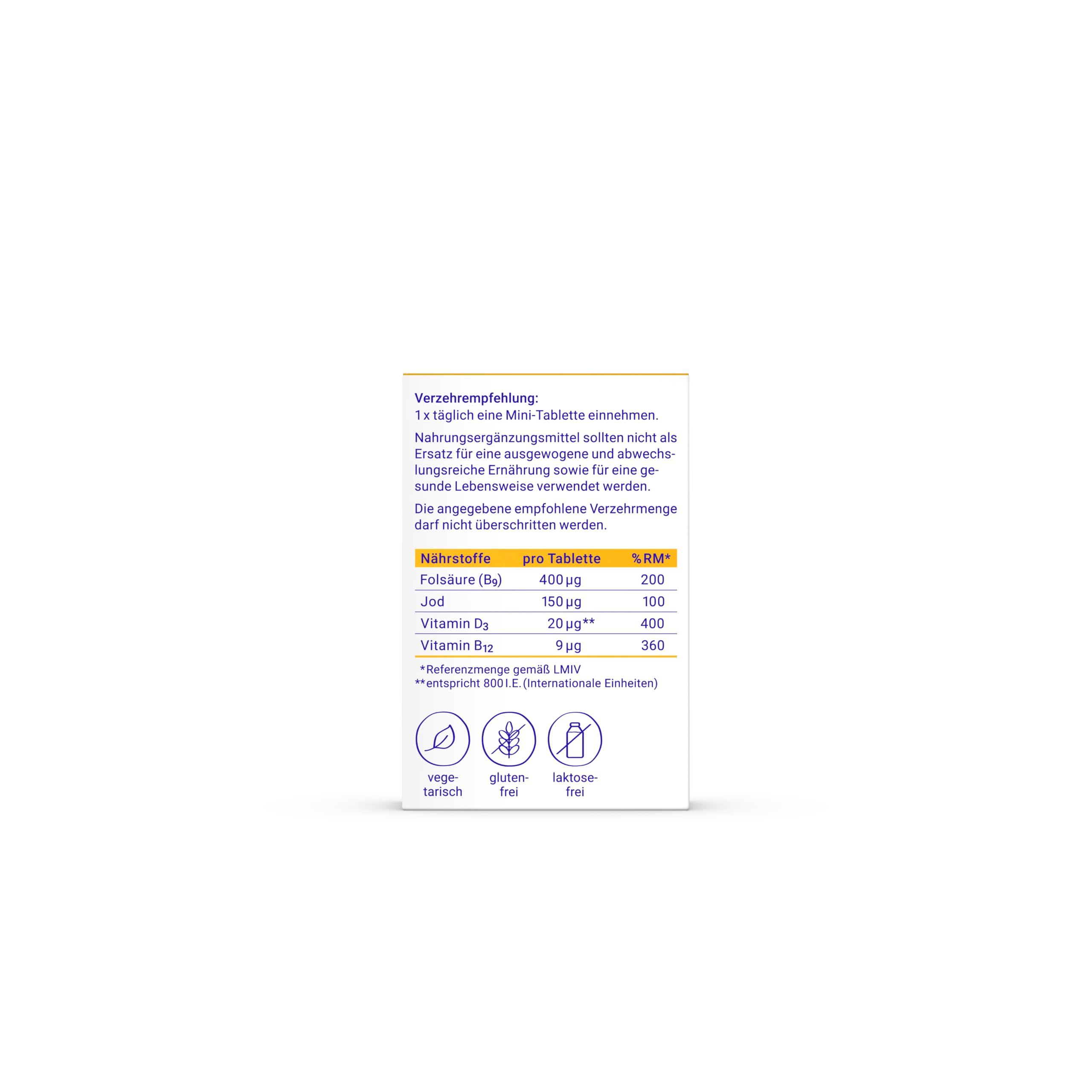 Folio 2 basic – Folsäure für Schwangerschaft & Stillzeit – 90 Mini-Tabletten – Folsäure (B9), Vitamin B12, D3 & Jod… – Ansicht 2