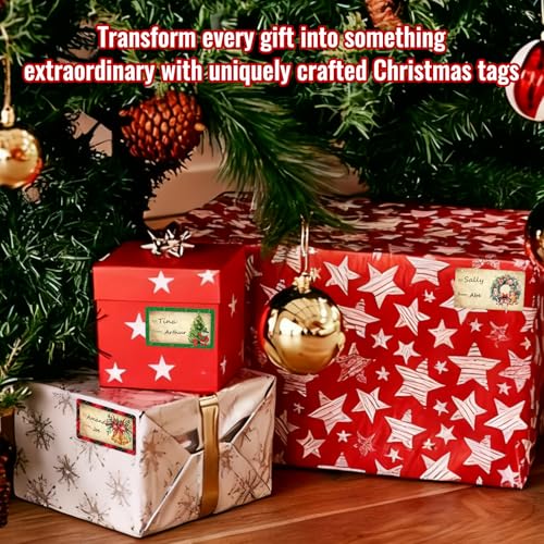 CAKKVDE 500 PCS Christmas Gift Tags Christmas Santa Claus Stickers Self Adhesive Vintage Christmas Tag Christmas Festival Holiday Decor - Thumbnail 5