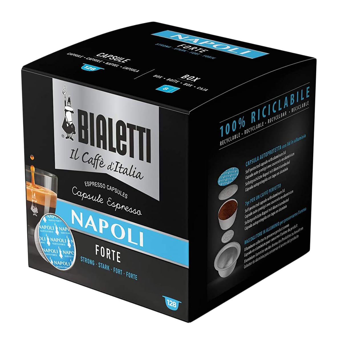 Bialetti - 256 Cápsulas de aluminio Mokespresso I Caffè d'Italia Napoli