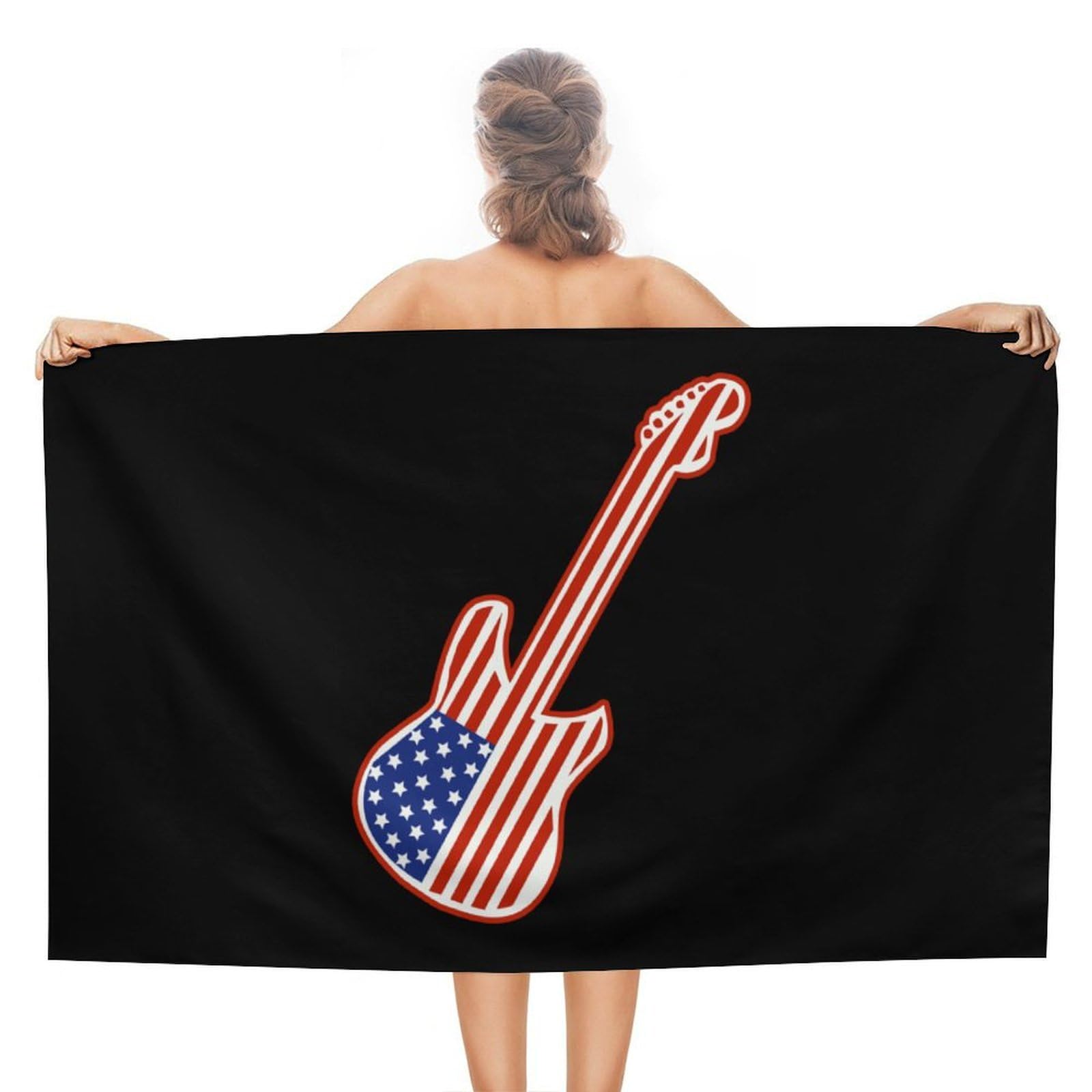 CGSBNGHA Americans-Rocks And Roll Guitars Beach Towels Soft Bathroom Bath Pool Swim Towels for Women Men