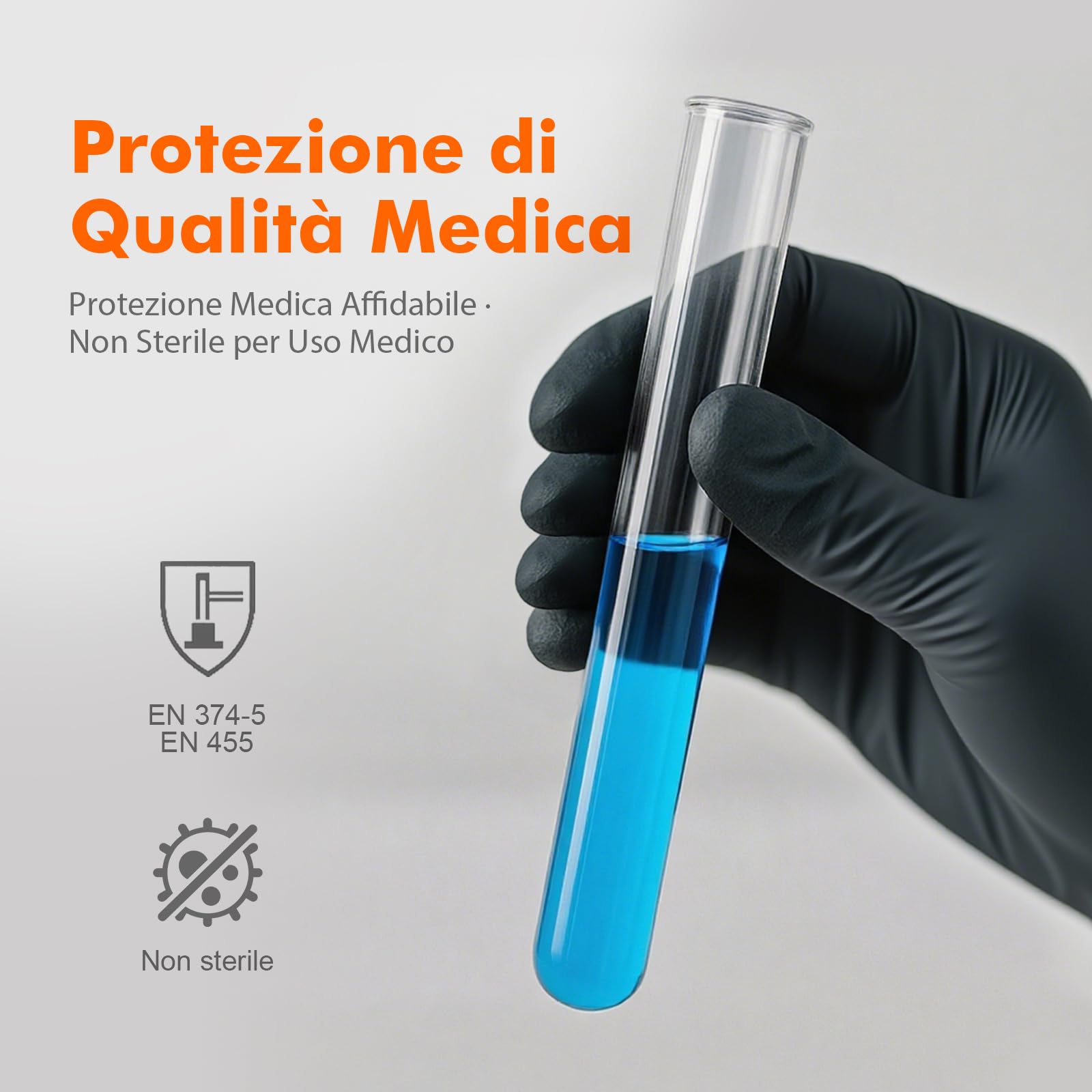 GRIFEMA Guanti in Nitrile Neri 100 Pezzi Taglia, Monouso Senza Polvere e Lattice, Uso Alimentare, Cucina, BBQ Pulizie, Tatuaggi, Bellezza, Alta Sensibilità Tattile, Effetto Seconda Pelle, EN 455/374-M