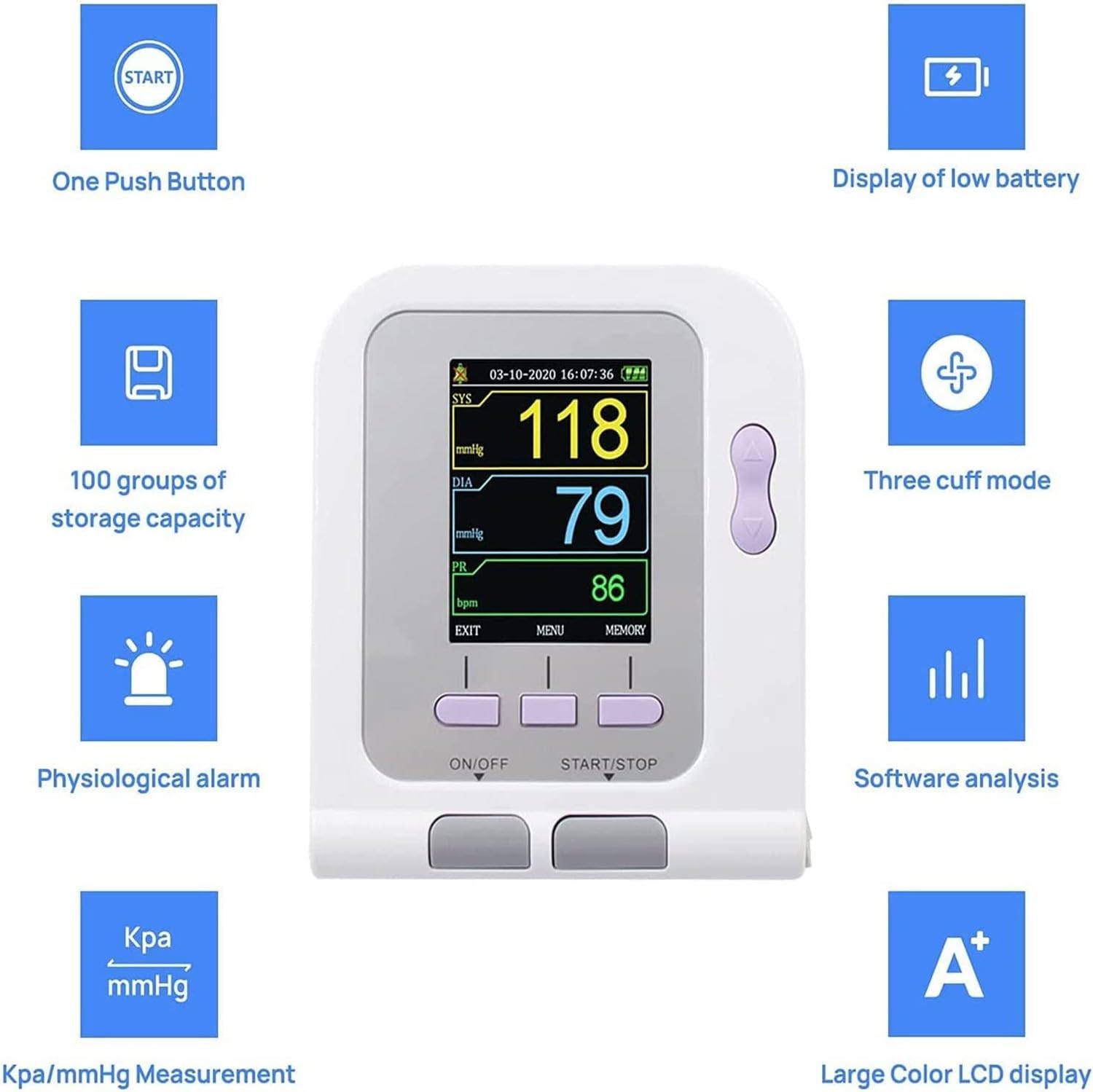 BLUEZY Monitor Presión Arterial Veterinaria, Veterinario/Animal Gato/Perro Monitor Electrónico Automático De Presión Arterial, Tensiometro, Medidor Tension Arterial Incluye Tres Puños