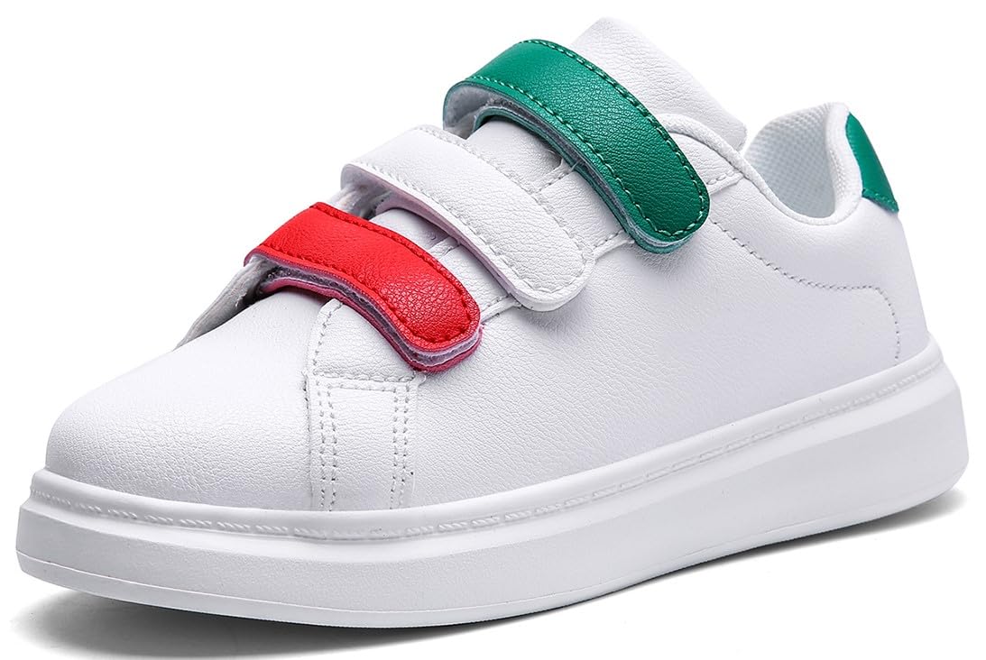 ANYUETE Kids Boys Girls Casual Sports Sneakers with Three Hook and Loop, Comfortable Wide Tennis Shoes for Running/Walking (Little Kid/Big Kid)