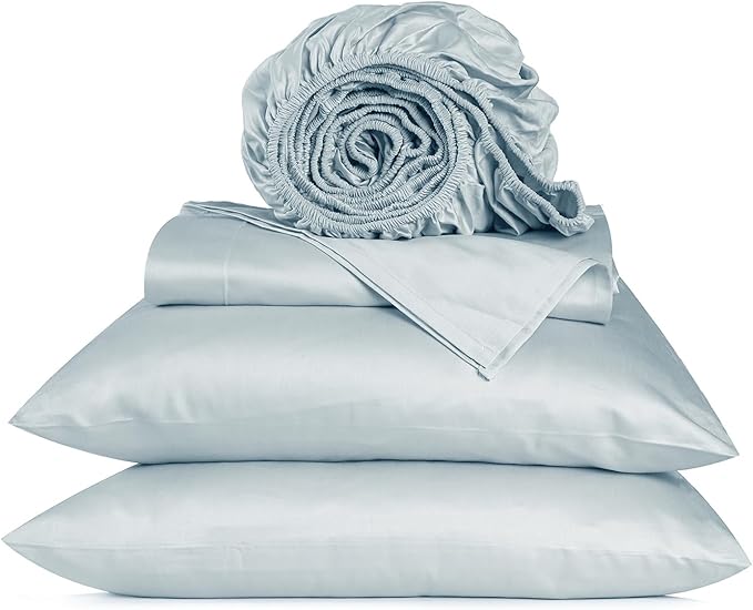URBANHUT 800 Thread Count Egyptian Cotton Sheets Set Full Size, Luxury Full Size Bed Sheets, 4 Pc Bed Sheet Sets, Hotel Sheets Sateen Finish Fits 16" Deep Pocket - Light Blue