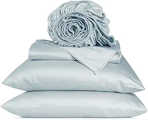 URBANHUT 800 Thread Count Egyptian Cotton Sheets Set Full Size, Luxury Full Size Bed Sheets, 4 Pc Bed Sheet Sets, Hotel Sheets Sateen Finish Fits 16" Deep Pocket - Light Blue