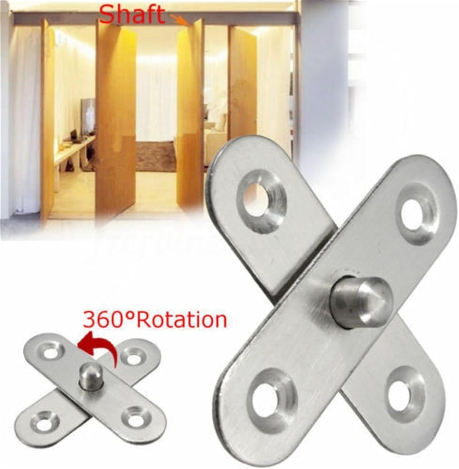1pcs Stainless Steel 360 Degree Rotating Door Pivot Furniture Hinge Tone Rotary Hidden Hardware Fastener Folding Doors Type Kitchen