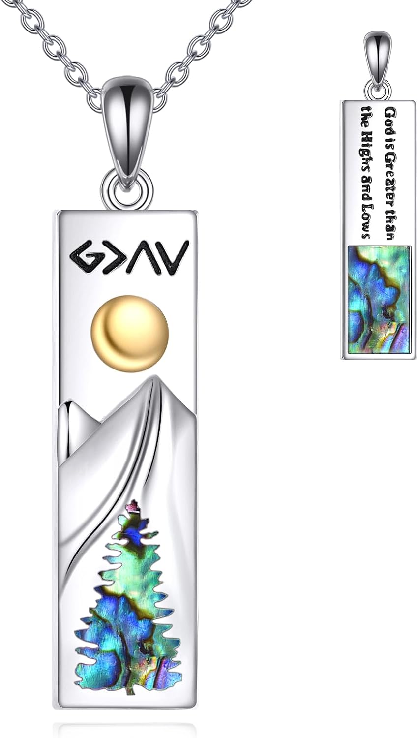 God is Greater than the Highs and Lows Necklace S925 Sterling Silver the Highs and Lows Pendant Necklace Christian Faith Jewelry Gifts for Women Men