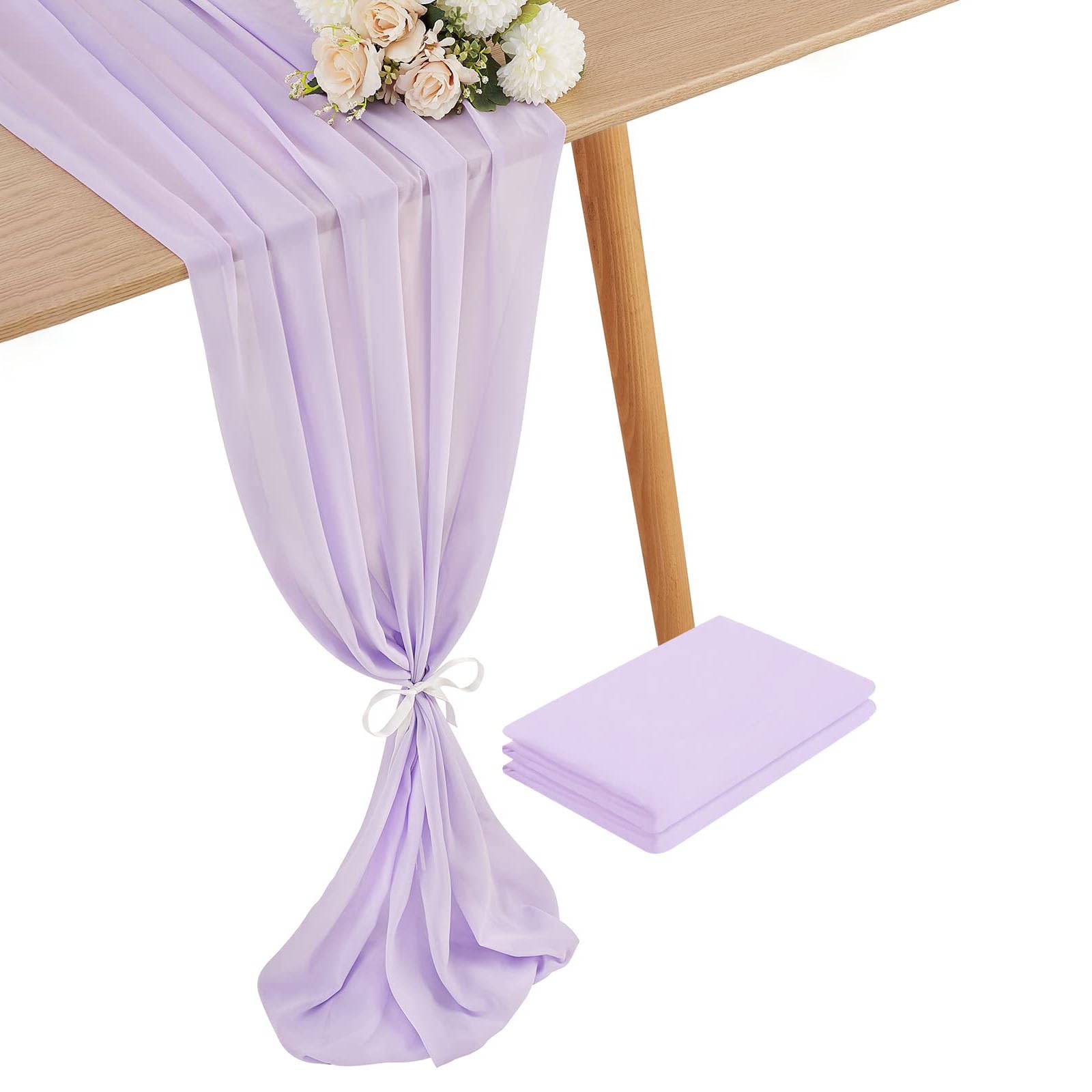 2 Packs Chiffon Table Runner Light Purple Sheer Wedding Table Runner for Party, Baby Shower, Birthday, Banquet and Table Decorations 70 x 300 cm — image 1