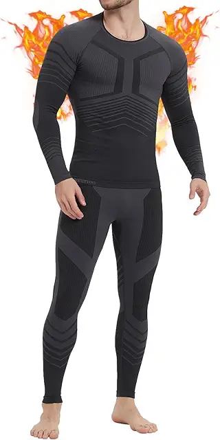 MEETWEE Men's U14 U25s Base Layer Set - Thermal Underwear with Collar