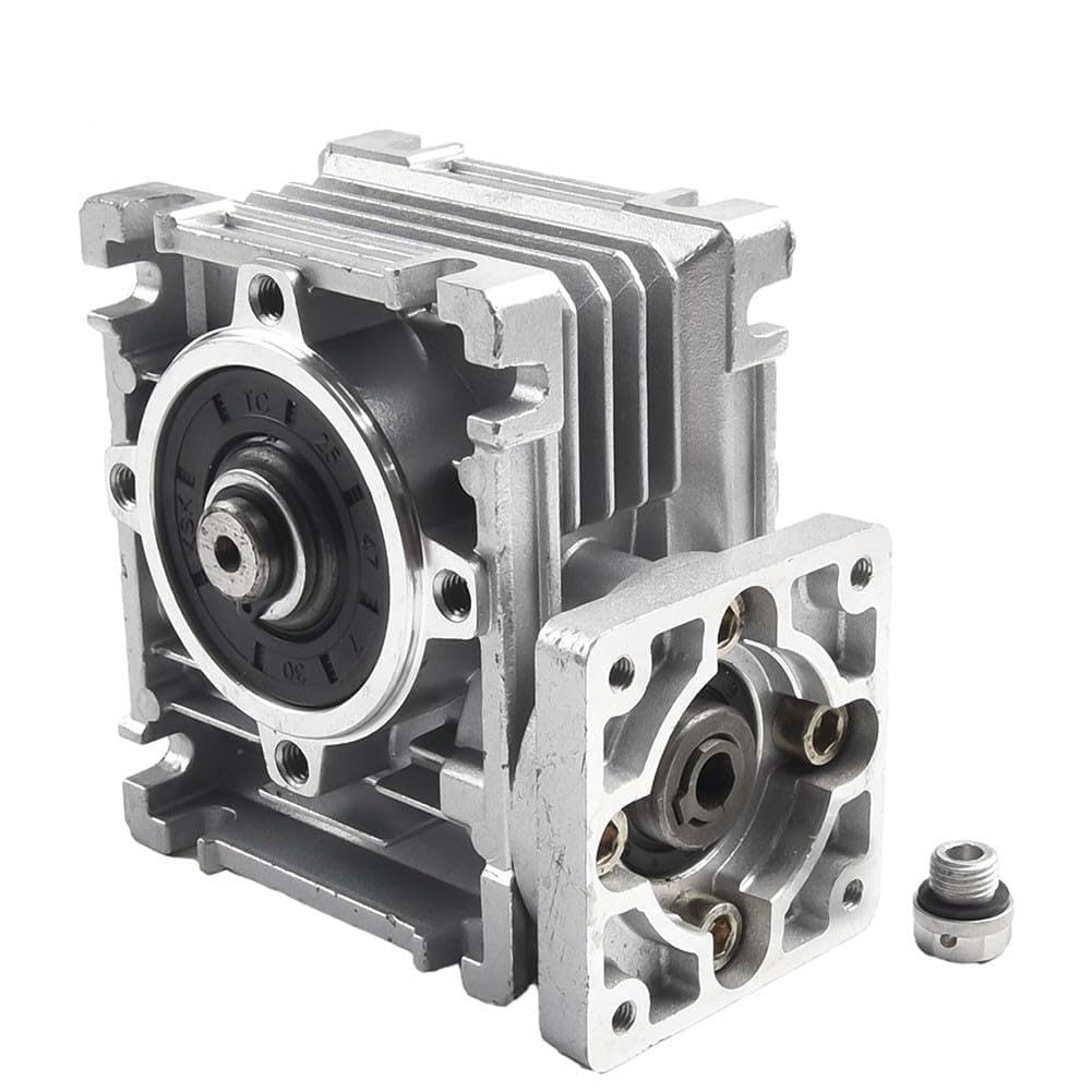 RV030 Reductor de engranaje helicoidal de 14 mm de salida, relación 5:1-80:1, carcasa de aleación de aluminio con compatibilidad de motor NEMA 23, para transportadores industriales y equipos