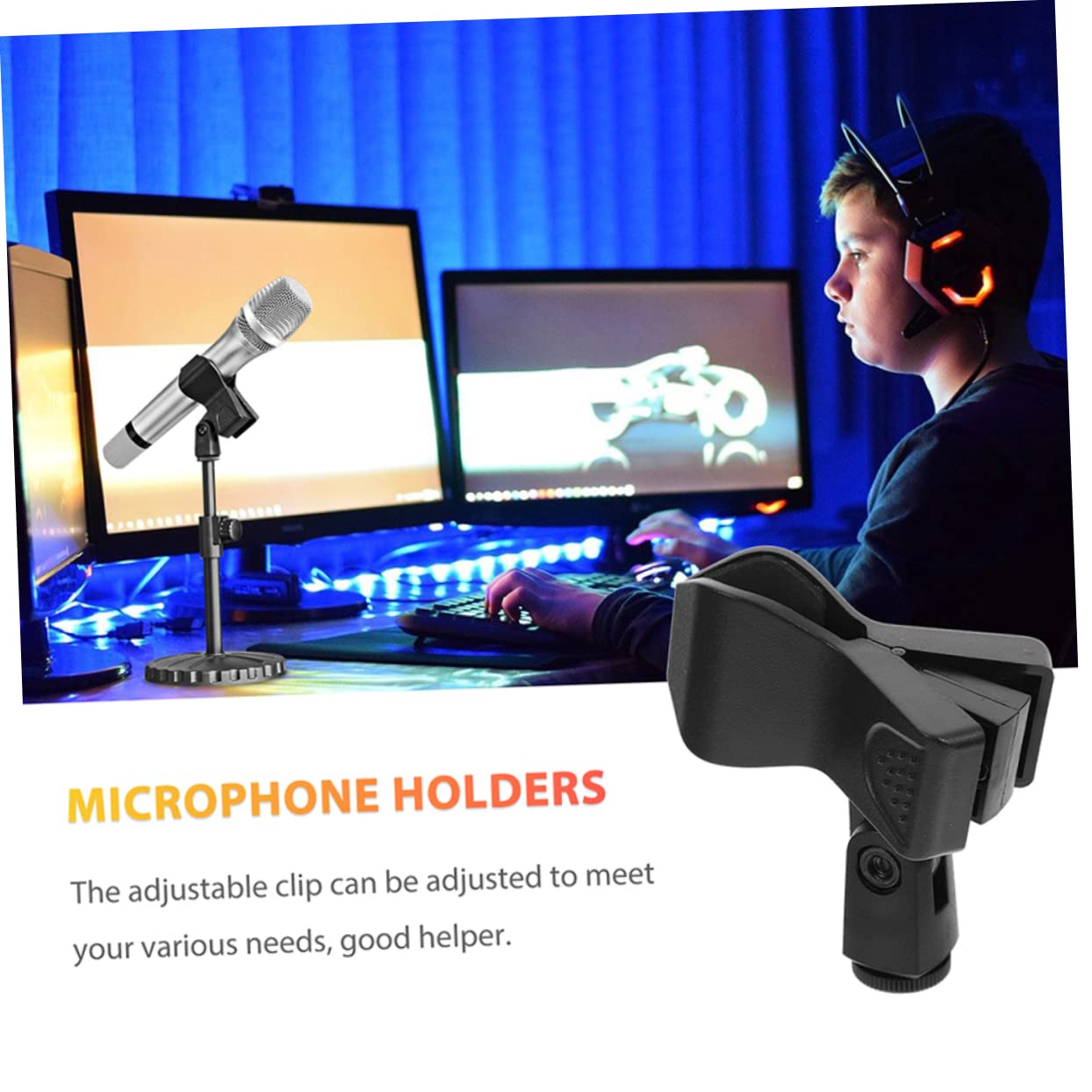 OFFSCH 2Pcs Microphone Clips Convenient Holder for Microphones Easy Installation Suitable for Microphones for Gaming and Speech Use