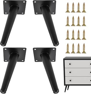 RealPlus 8 Inch Furniture Legs, Heavy Duty Metal Replacement Legs for Chairs Sofas Cabinets Cupboard Couch and DIY Projects, Mid-Century Style