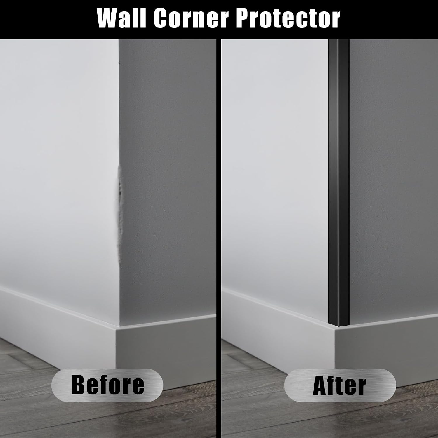 Aluminum Alloy Black Corner Guards 12PCS Thickness Wall Corner Protectors for Walls Right Angle Corner Protectors Guards L Shaped Metal Protectors 90° Angle, Corner Guards 19Ga (1.2x1.2X48.0 Inch)