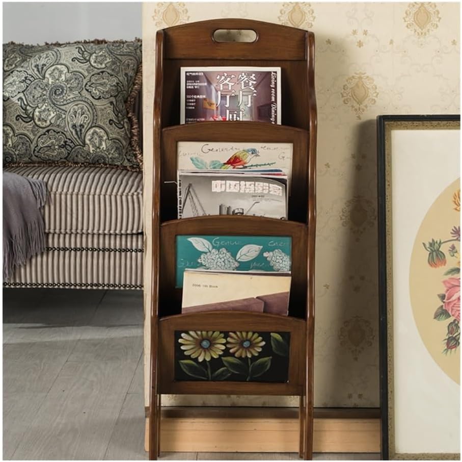 Magazine Rack, Vintage Book and Newspaper Racks Newspaper Storage Racks Magazine Racks Furniture Shelving Small Bookshelf Floor Newspaper Racks Brochure Display Stand
