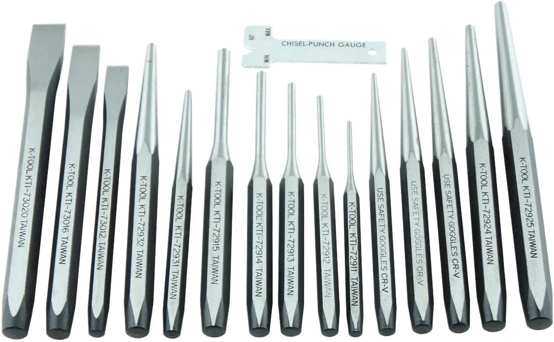 K Tool International PUNCH & CHISEL SET 15 PC. IN PLASTIC TRAY