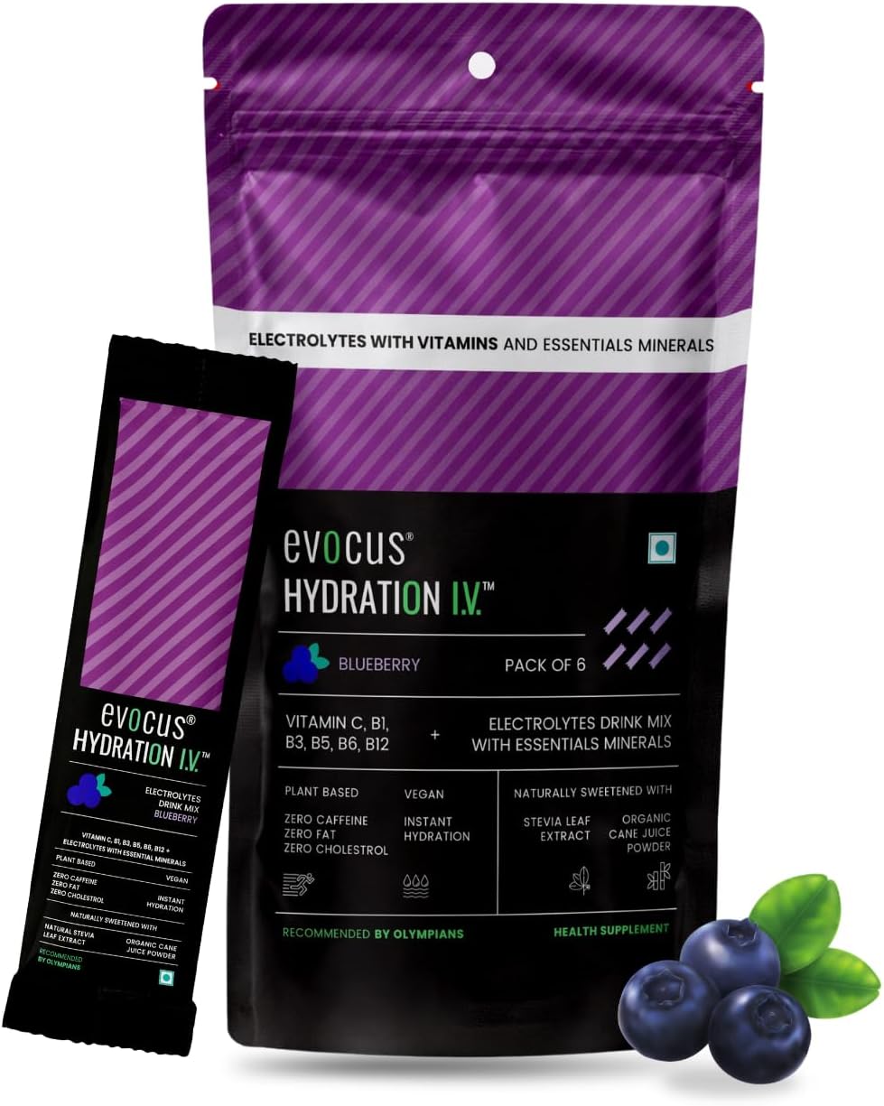 Hydration IV Electrolyte Drink Mix Powder | Blueberry | Energy Drink | Instant Hydration (Pack of 6)