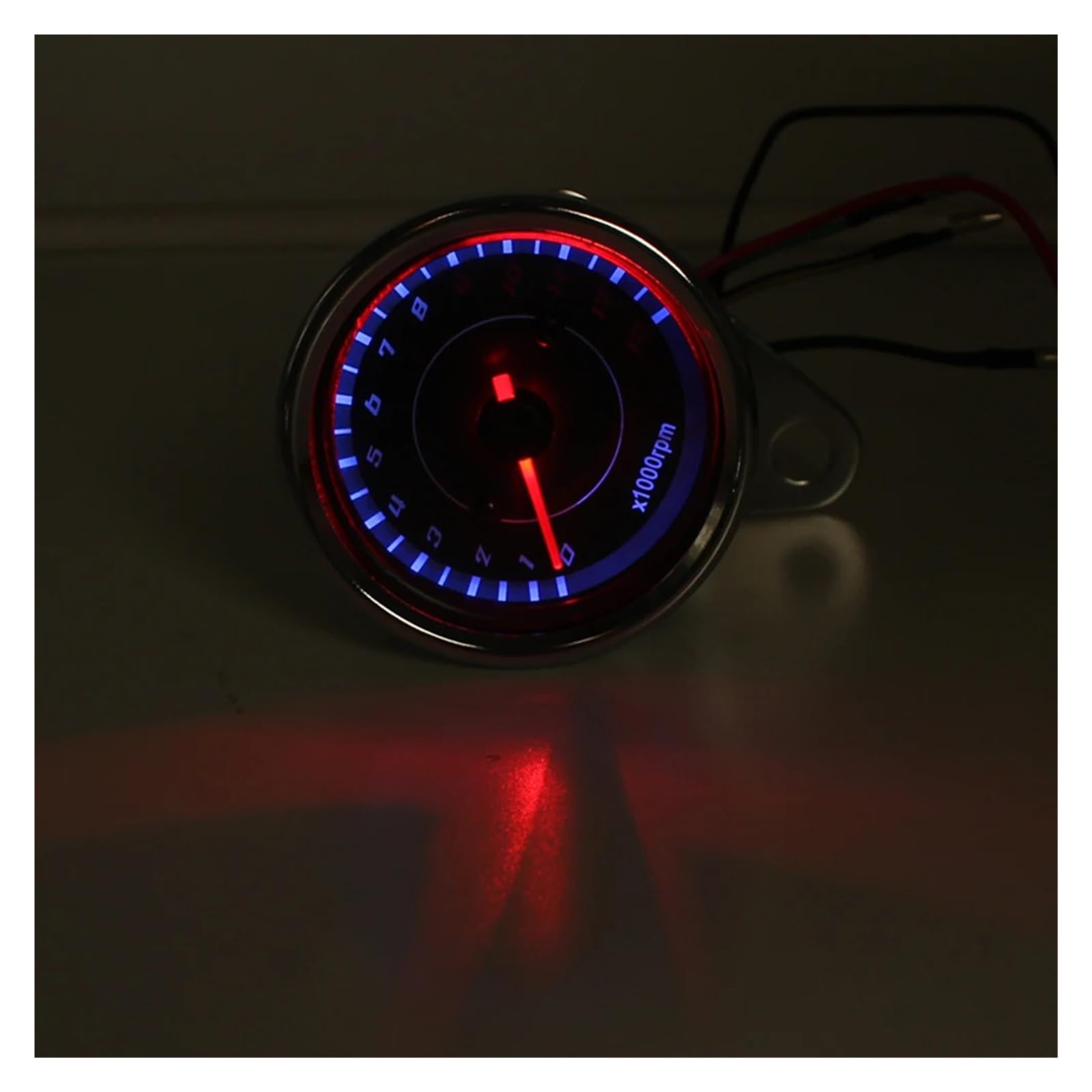 Compte-Tours Universel pour Moto, 12 V CC, avec Rétroéclairage LED Bleu, Compteur De Vitesse 1000 TR/Min, Tachymètre pour Moto Kilométrique