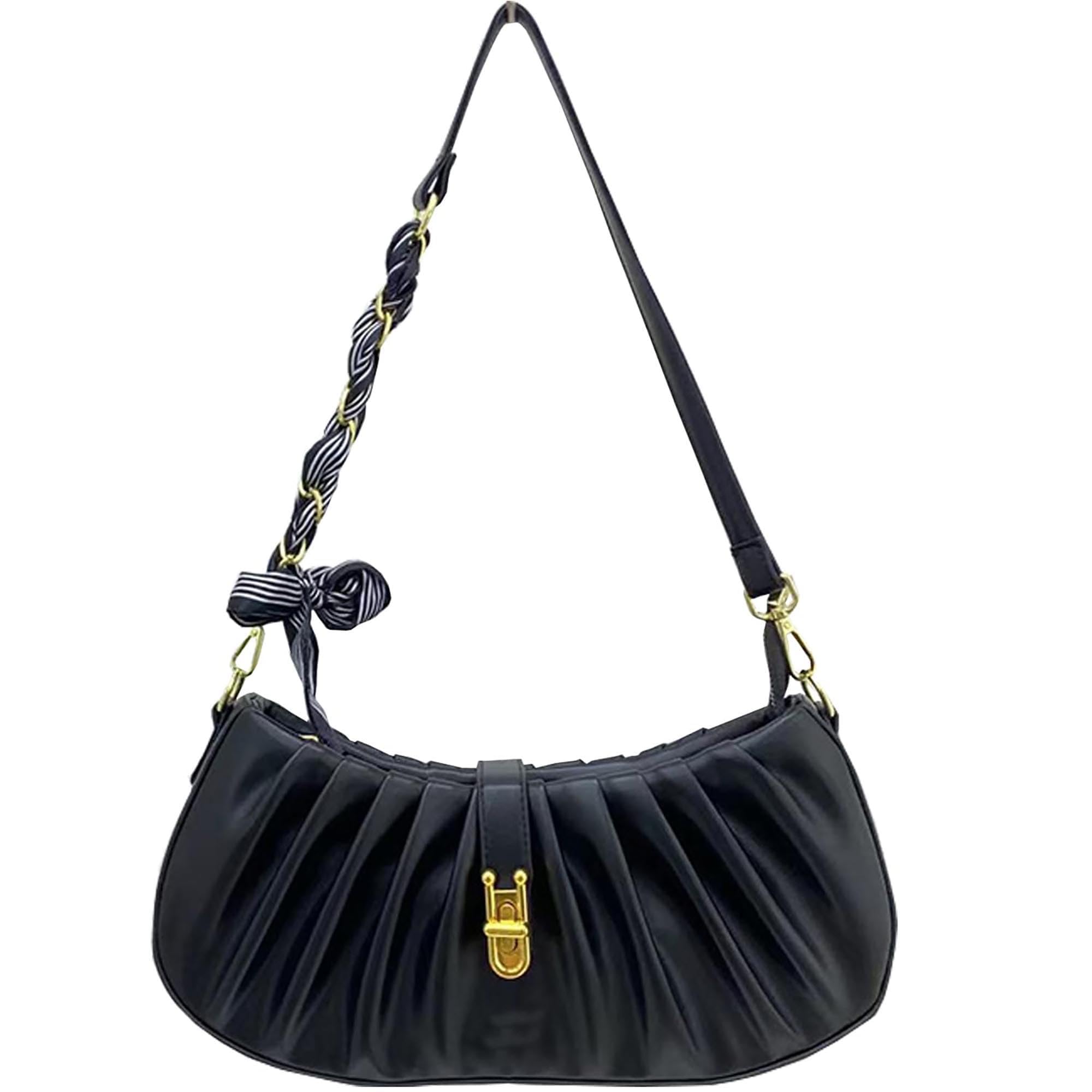 SIBY Womens Pleated Bag- PU Leather, Waterproof, Twist Lock Closure - Elegant Western Style Handbag for All Occasions- Black (B0CKF44HXF) Amazon Price History, Amazon Price Tracker