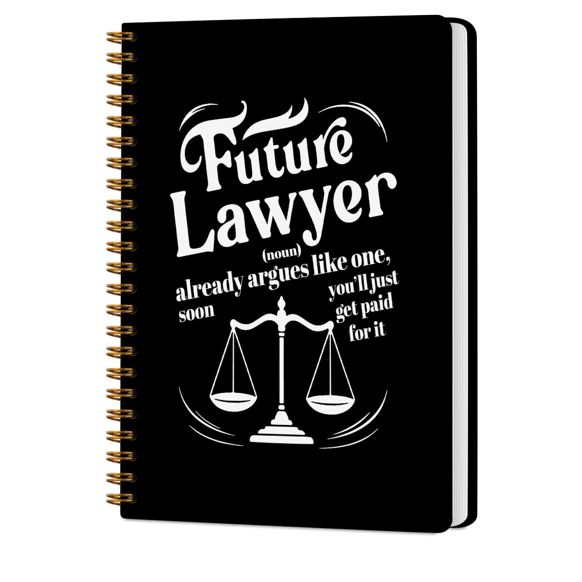 CQM Future Lawyer Hardcover Spiral Notebooks for Work, A5 Composition Notebook College Ruled, Inspirational Gift for Future Lawyer, Paralegal Gift Notepads Lined Travel Planner Journal for Writing — image 1