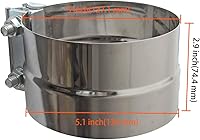 Vista 2 de 2 piezas de abrazaderas de escape de 5 pulgadas de acero inoxidable para banda de silenciador de 5 pulgadas de diámetro interno a 5.5 pulgadas