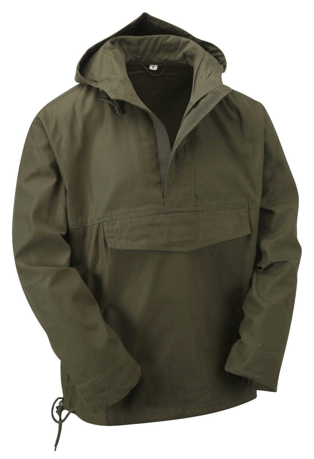 Vintika Unisex Olive Army Style Anorak Smock - Hooded Combat Pullover - Xxs