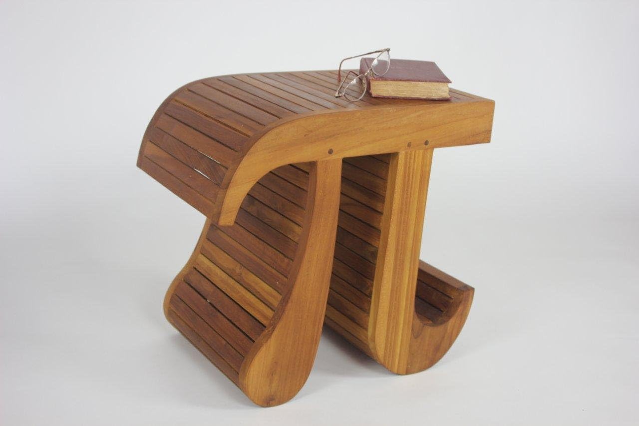 Pi-Shaped Teak Spa Bench with Curved Design