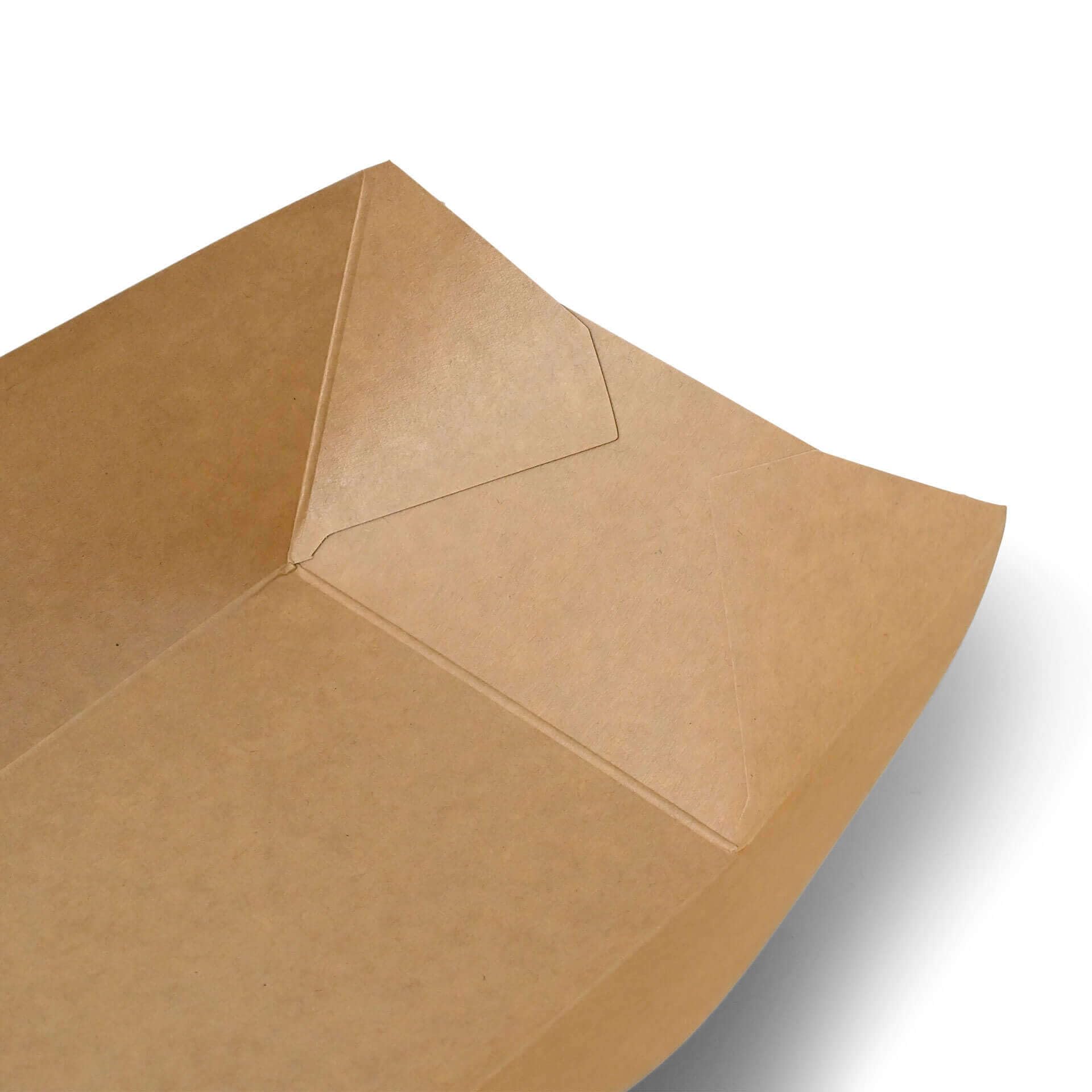 BIOZOYG Bandeja de cartón para snacks 500 unidades 800 ml, 21,5 x 16 x 5 cm marrón Â- Snackbox con recubrimiento PE Â- Barquetas para patatas fritas, tapas, postres, finger food Â- Platos desechables
