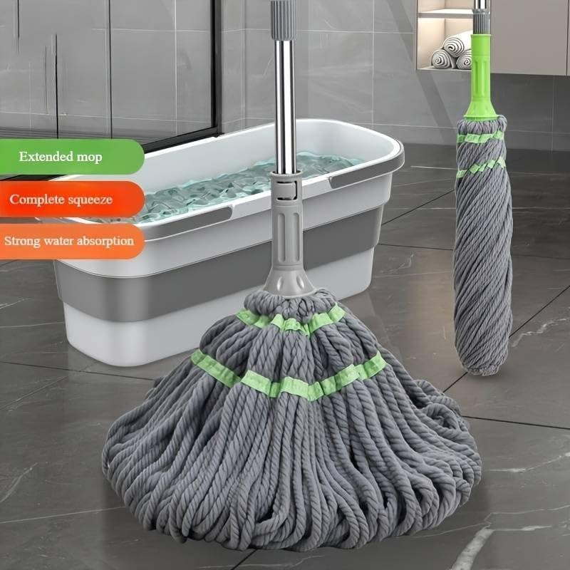 Image of Crevice Cleaning Brush Microfiber Twist Mop for Floor Cleaning, Squeeze Twist Mop Stick, Durable Dust Easy to Use Floor Cleaner, Effective for Hardwood, Tile, and Laminate gfkj (G-Grey)