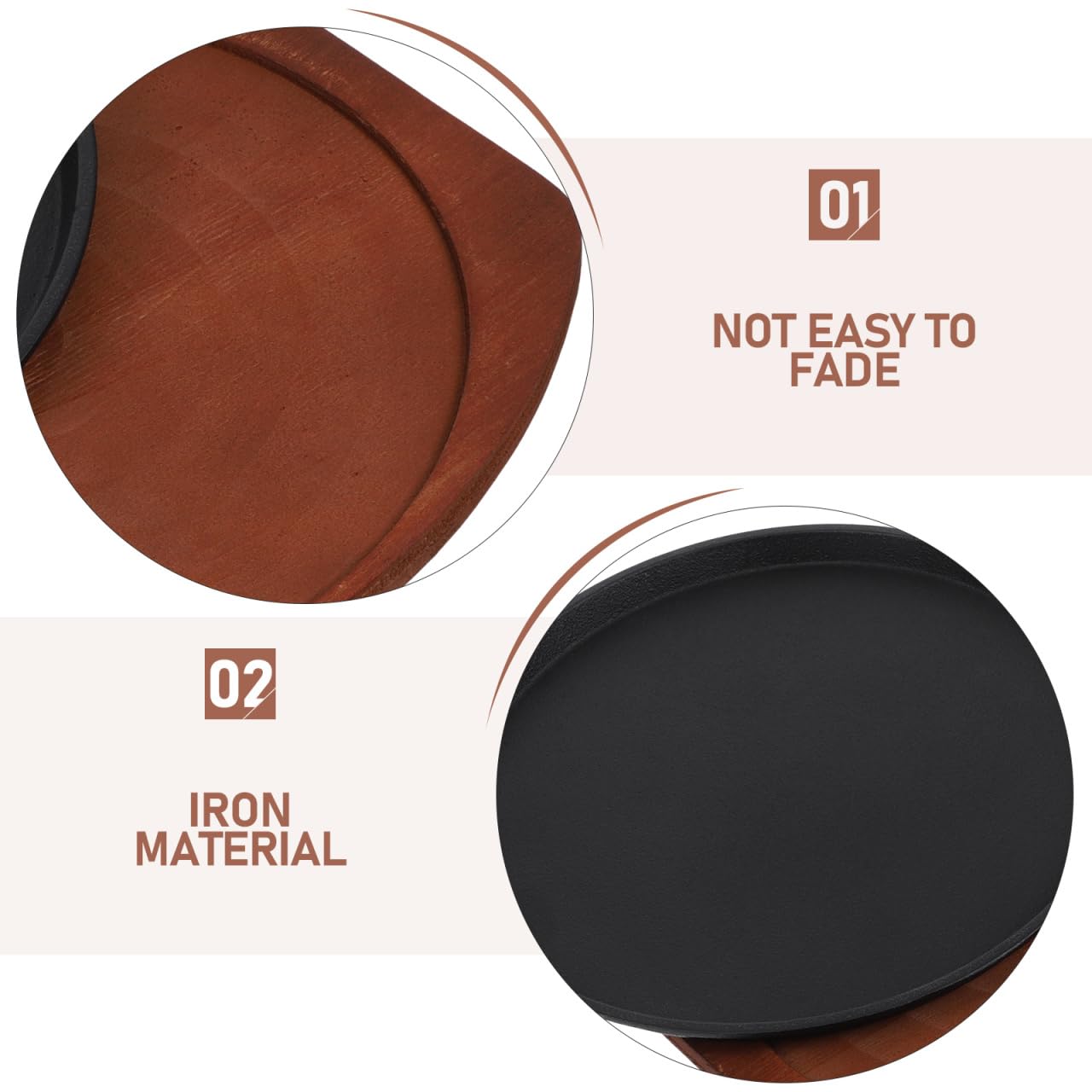 TIDTALEO Plato De Carne De Hierro Fundido 10.82X10.03In Con Base De Madera SartéN Para Asar Uniforme Y Resistente Para Parrilla Hogar Cocina