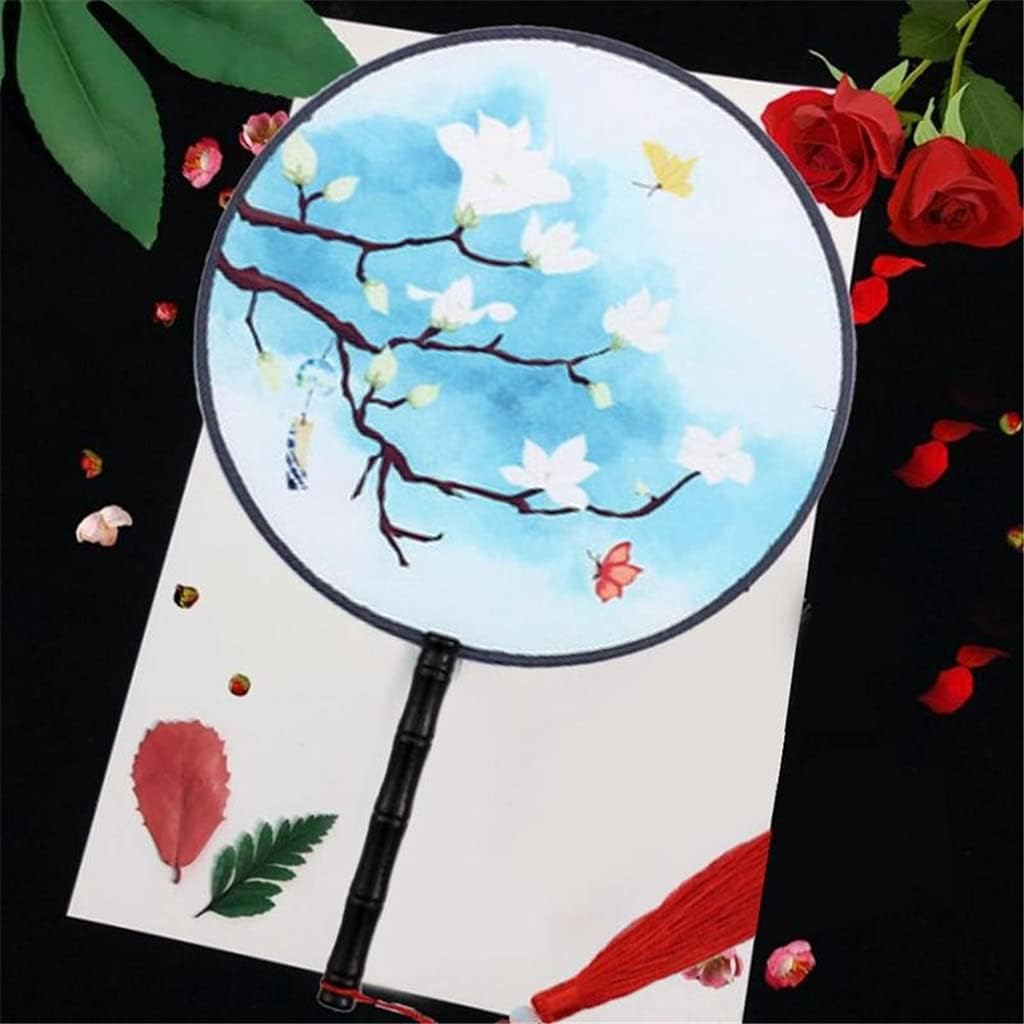 Chinese Polygonal Group Fan Ladies Dancing Embroidery Tassel Hand Retro Gift Craft Art Pattern Family Party